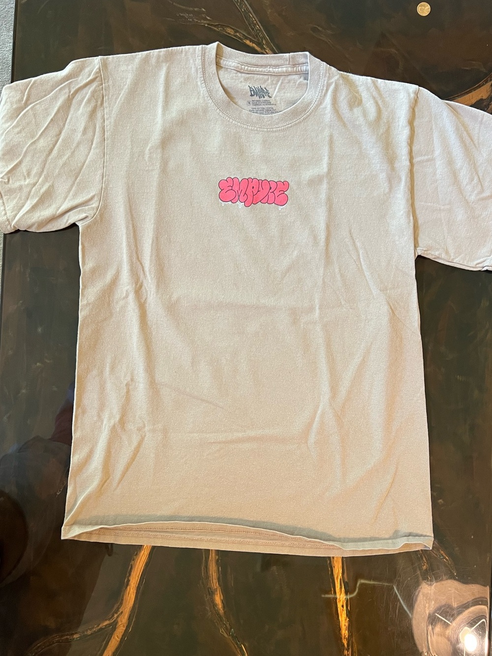 Empyre Men’s Light Gray Tee with Pink Logo